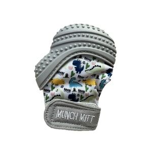 Baby Teething Mitt in Gray with Dino Print NWOT